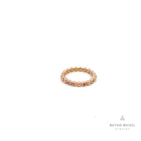 Kugelring aus 18 Karat Roségold mit 11 pinken, farbbehandelten Brillanten, Botho Nickel Schmuck Hamburg Juwelier und Goldschmiede