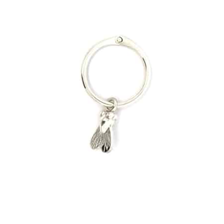 Schlüsselring aus Sterling Silber mit Anhänger Fliege, Botho Nickel Schmuck, Juwelier und Goldschmiede