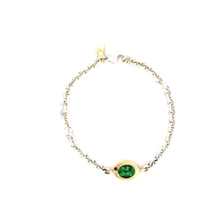 Armband aus Silber mit Turmalin, Fassung 18 Karat Gold, Botho Nickel Schmuck Hamburg Juwelier und Goldschmiede