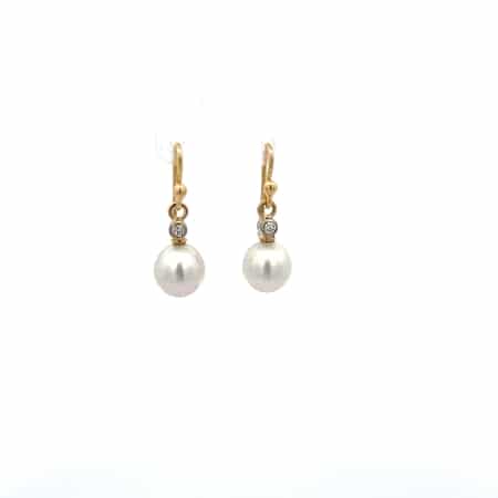 Ohrringe aus 18 Karat Gelbgold mit Südseezuchtperlen und Brillanten, Botho Nickel Schmuck Hamburg, Juwelier und Goldschmiede