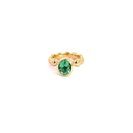 Linsenring aus 18 Karat Gelbgold mit Turmalin, Botho Nickel Schmuck Hamburg, Juwelier und Goldschmiede