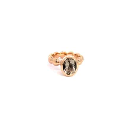 Linsenring aus 18 Karat Roségold mit Rauchquarz Botho Nickel Schmuck Hamburg, Juwelier und Goldschmiede