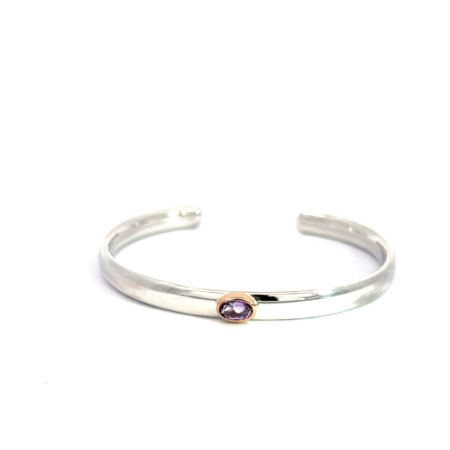 Armspange aus Silber mit Amethyst oval, Fassung 18 Karat Roségold, Botho Nickel Schmuck Hamburg