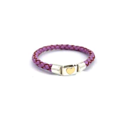 Lederarmband mit Verschluss aus Silber mit Goldherz, Botho Nickel Schmuck Hamburg Juwelieren Goldschmiede