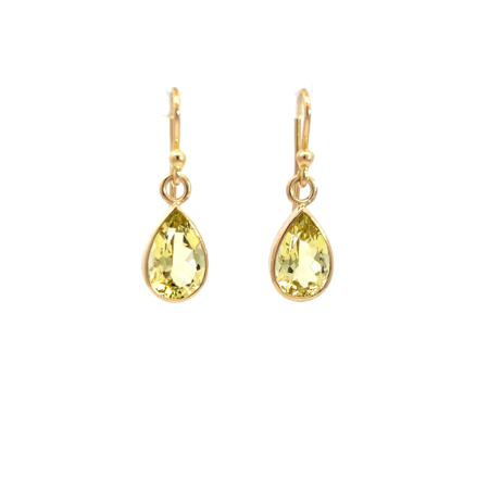 Ohrringe aus 18 Karat Gelbgold mit Beryll Tropfen, Botho Nickel Schmuck Hamburg Juwelier und Golschmiede