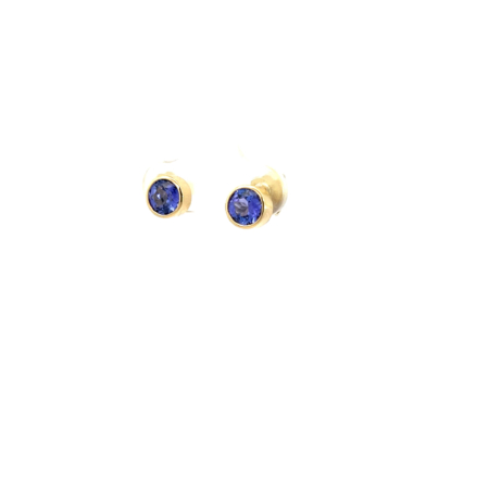 Ohrstecker aus 18 Karat Gold mit Tansanit, Botho Nickel Schmuck Hamburg Juewelier und Goldschmiede