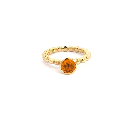 Kugelring aus 18 Karat Gelbgold mit orangfarbenem Saphir, Botho Nickel Schmuck Hamburg Juwelier und Goldschmiede