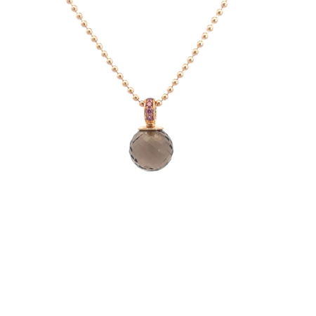 Kette aus 18 Karat Roségold mit Rauchquarz und pinken Brillanten, Botho Nickel Schmuck Hamburg Juwelier und Goldschmiede