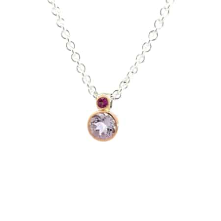 Kette aus Silber mit Pink Saphir und Amethyst, Botho Nickel Schmuck Hamburg Juwelier und Godlschmiede