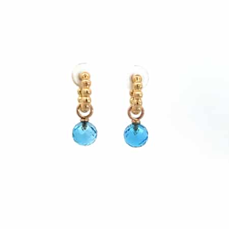 Kreolen aus 18 Karat Gold mit Topas Kugeln, Botho Nickel Schmuck Hamburg Juwelier und Goldschmiede
