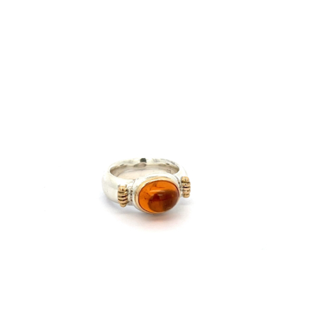 Ring aus Silber mit Mandarin Granat Cabochon, Botho Nickel Schmuck Hamburg Juwlier und Goldschmiede