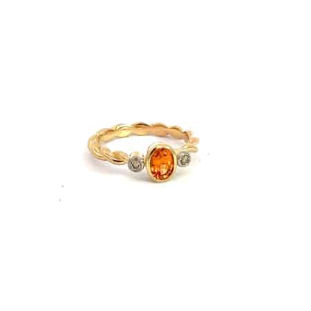 Ring aus 18 Karat Gold mit Mandarin Granat und Zimt Brillanten, Botho Nickel Schmuck Hamburg Juwelier und Goldschmiede
