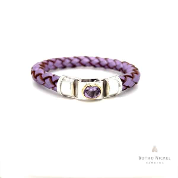 Lederarmband 8 mm mit Amethyst hell Flieder oval Botho Nickel Schmuck Hamburg Juwelier und Goldschmiede