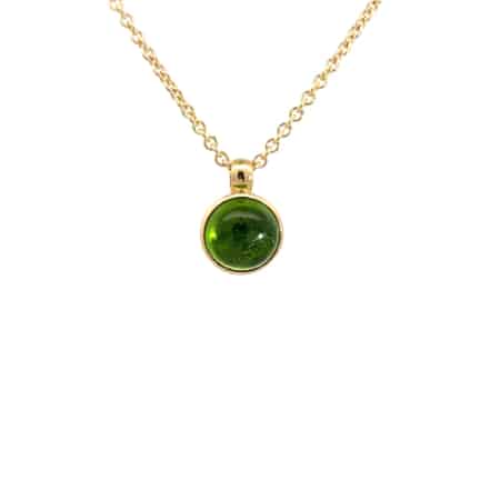 Kette aus 18 Karat Gold mit Peridot Cabochon, Botho Nickel Schmuck Hamburg Juwelier und Goldschmiede