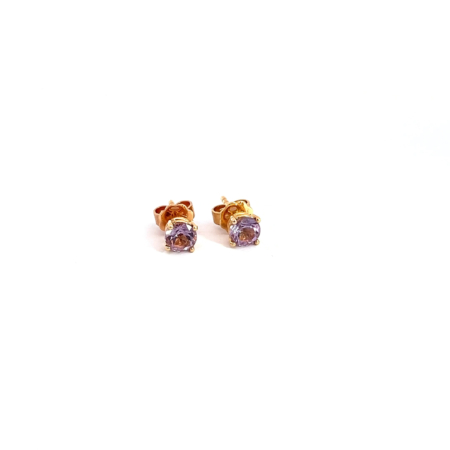Ohrstecker aus 18 Karat Roségold mit Amethyst in einer Krappenfassung, Botho Nickel Schmuck Hamburg Juwelier und Goldschmiede