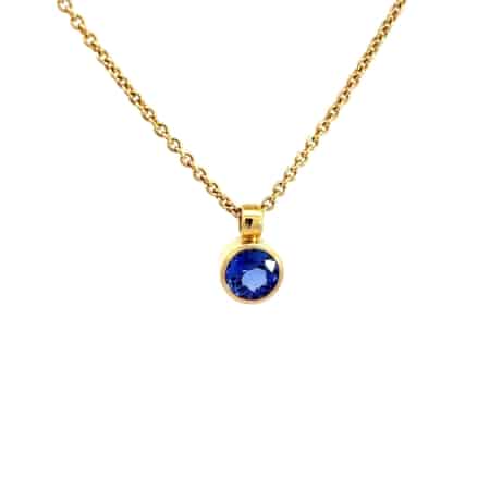 Ankerkette aus 18 Karat Gold mit Tansanit oval, Botho Nickel Schmuck Hamburg, Juwelier und Goldschmiede