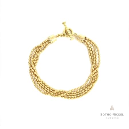 Armband aus 18 Karat Gold mit Knebelverschluss 5 Reihen, Botho Nickel Schmuck Hamburg Juwelier und Goldschmiede