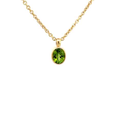Kette aus 18 Karat Gold mit Peridot, Botho Nickel Schmuck Hamburg Juwelier und Goldschmiede