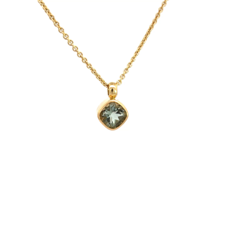 Kette aus 18 Karat Gold mit Prasiolith, Botho Nickel Schmuck Hamburg Juwelier und Goldschmiede