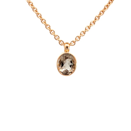 Kette aus 18 Karat Roségold mit Rauchqaurz, Botho Nickel Schmuck Hamburg Juwelier und Goldschmiede